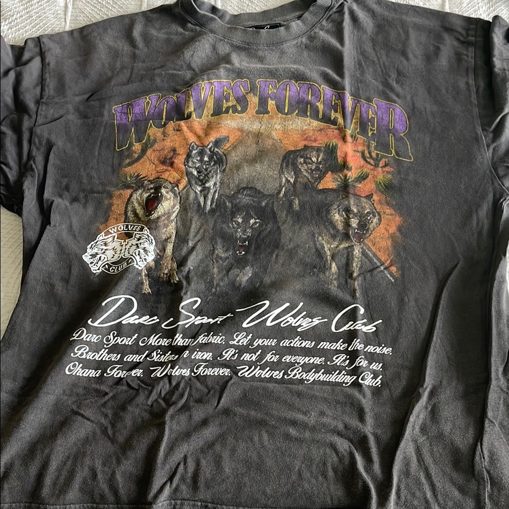 Darc Sport Black Wolves Forever Graphic Tee — Purple & Orange Accents